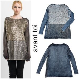 Avant Toi Cashmere and silk Loose fit sequined distressed pullover coated, fun